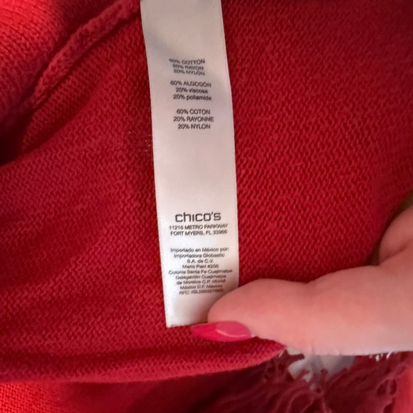 Chico's Red Fringe Shrug Sweater - Picture 5 of 6